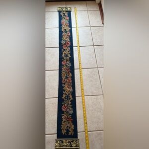 Navy Floral Needlepoint Tapestry Runner